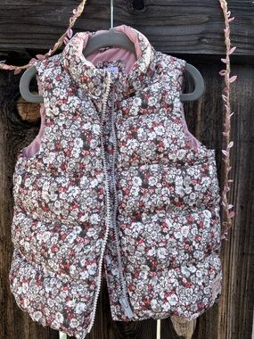 Baby GAP Quilted Floral Kids Vest - Pink, gray, White